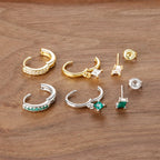 3PCS Fashion Geometric Zircon Small Drop Earrings Set Temperament