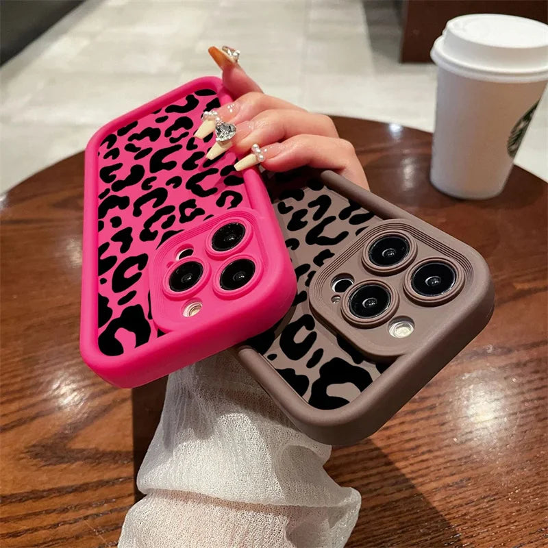 Fashion Black Leopard Case for iPhone 17 16 15 14 13 12 11 Pro Max 7 8 Plus