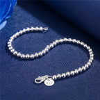 4mm Beads Chain Bracelet 925 Sterling Silver Women Wedding Party Jewellery