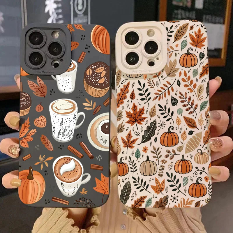 Vintage Maple Leaf Pumpkin Coffee Case for Samsung S25 S24 S23 A16