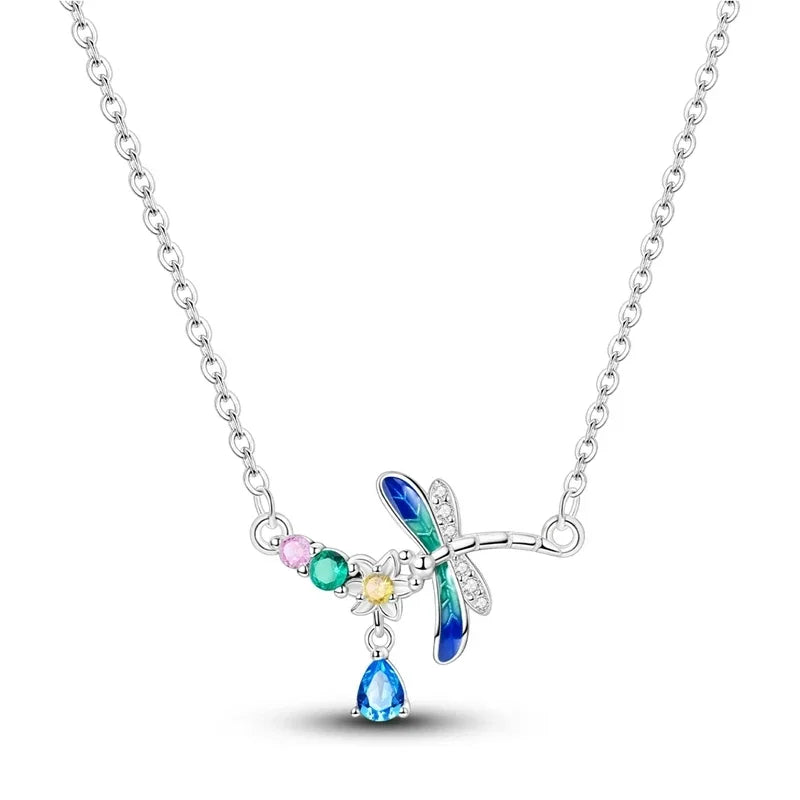 2025 New 925 Sterling Silver Necklace Zircon Heart Butterfly Simple Necklaces For Women Anniversary Birthday Jewelry Gift Female