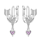 925 Sterling Silver Pink Sweet Bow Drop Earrings Trendy Anniversary Jewellery