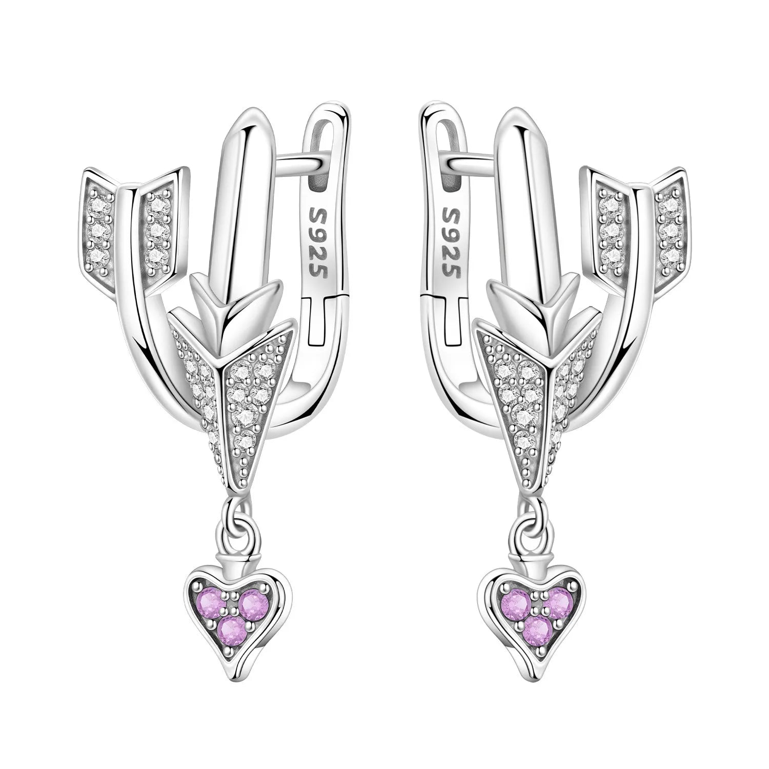 925 Sterling Silver Pink Sweet Bow Drop Earrings Trendy Anniversary Jewellery