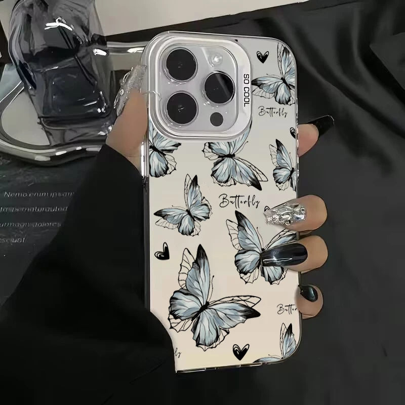 Black Butterfly Flowers IMD Case for Redmi Note 14 13 12 11 Pro