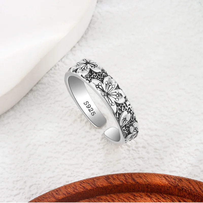 925 Sterling Silver Carving Flower Wedding Ring Luxury Quality Jewellery Wholesale