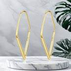 925 Sterling Silver Simple Diamond Shaped Ear Hook Hoop Earrings Jewellery