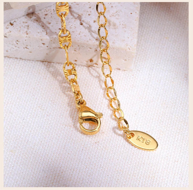 Stainless Steel Women Link Chain Bracelet, 18k Gold Plated Statement Female Jewelry