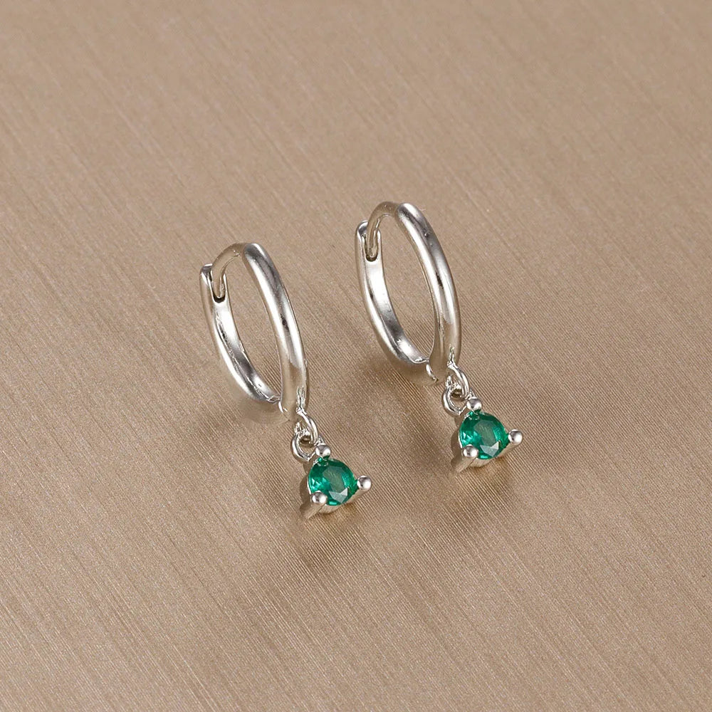 Simple Multicolor Stone Gold Colour Metal Small Dangle Earring