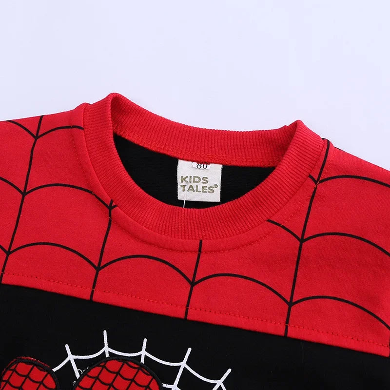 3pcs Spiderman Cosplay Costume Kids Boys Hooded Vest T-Shirt & Pants Tracksuit