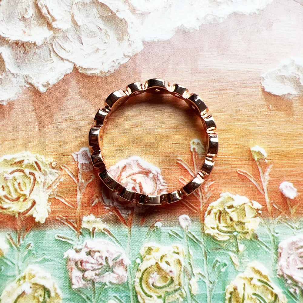 Round Circles Rose Gold Ring 925 Sterling Silver Spring Romantic Jewellery