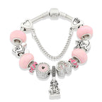 Red Pink Black Crystal Animal Charm Bracelet Heart Mickey Minnie Gift
