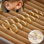 1Pair Stainless Steel Minimal Hoop Earrings Crystal Zirconia Trend