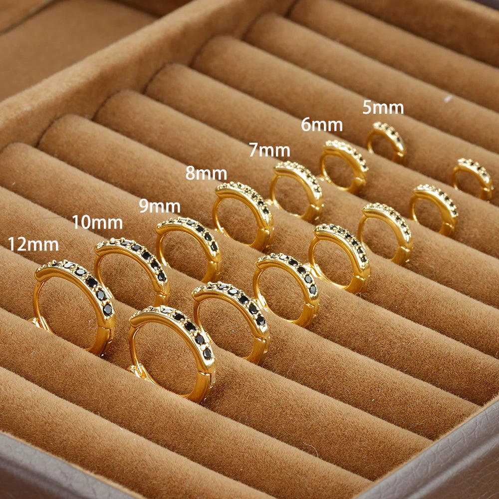 1Pair Stainless Steel Minimal Hoop Earrings Crystal Zirconia Trend