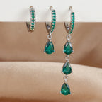 3PCS Stainless Steel Zircon Water Drop Hoop Earrings 18K Gold Heart