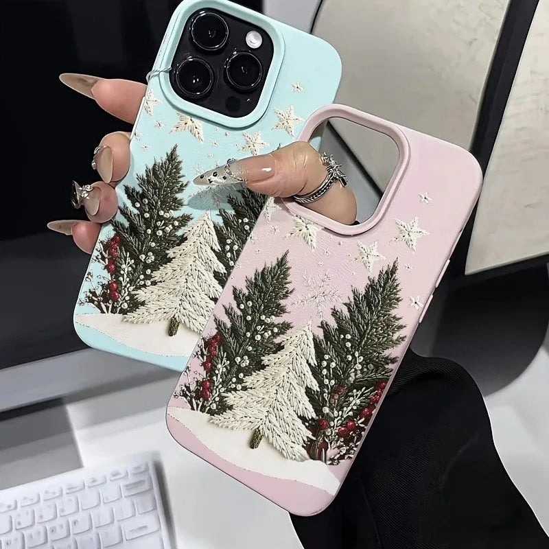 Christmas Tree Lychee Case for iPhone 17 16 15 14 13 12 Pro Max
