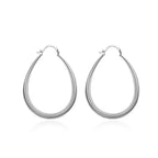 925 Sterling Silver 40mm Luxury Oval U Hoop Earrings Women Fashion Wedding Gift