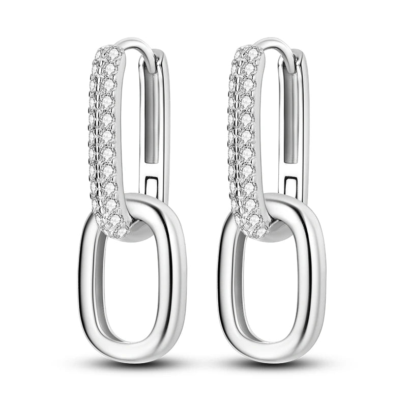 925 Sterling Silver Personality Asymmetric Drop Earrings Versatile Jewellery