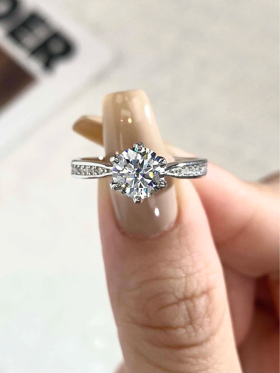 DW Luxury 0.5-2CT Moissanite Diamond Rings for Women Engagement Real 925 Sterling Silver Original Wedding Gemstone Fine Jewelry