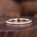 Trendy Half Eternity Moissanite Wedding Band for Women 925 Sterling Silver Straight Rings 1.3mm 1.6mm 1.8mm 2.0mm Matching Ring