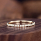 Trendy Half Eternity Moissanite Wedding Band for Women 925 Sterling Silver Straight Rings 1.3mm 1.6mm 1.8mm 2.0mm Matching Ring
