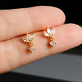 Fashion Stainless Steel Zircon Chain Hoop Earrings Helix Tragus