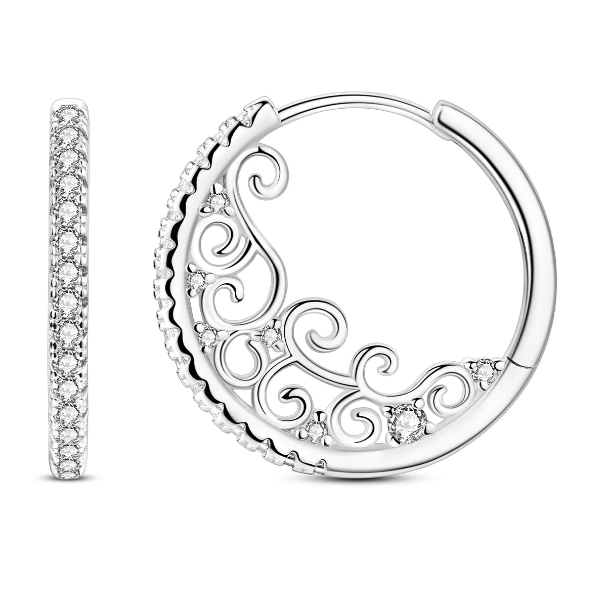 925 Sterling Silver Minimalist Staggered Circular Hoop Earrings Birthday Gift