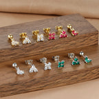 3PCS Stainless Steel Mini Zircon Cartilage Piercing Stud Earrings