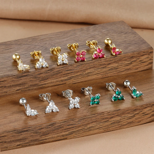 3PCS Stainless Steel Mini Zircon Cartilage Piercing Stud Earrings