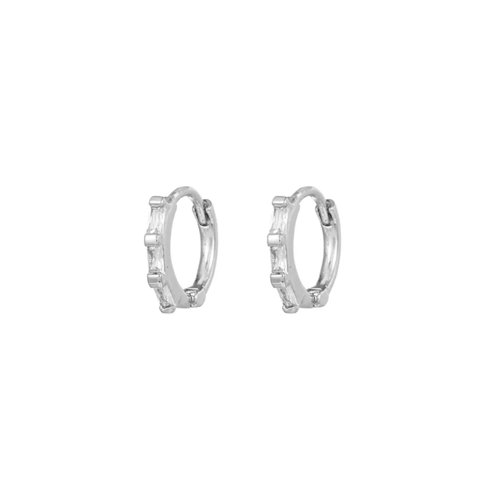 New Stainless Steel Zircon Star Cross Hoop Earring Gold y2k Crown