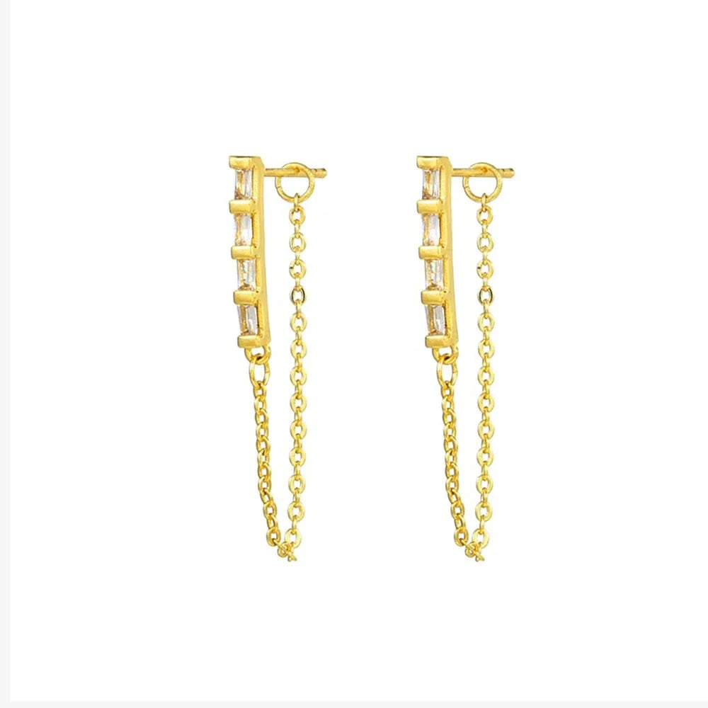 New Stainless Steel Zircon Star Cross Hoop Earring Gold y2k Crown