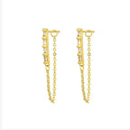 New Stainless Steel Zircon Star Cross Hoop Earring Gold y2k Crown