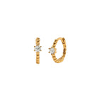 Fashion Stainless Steel Zirconia Chain Small Hoop Earrings Flower Pendant