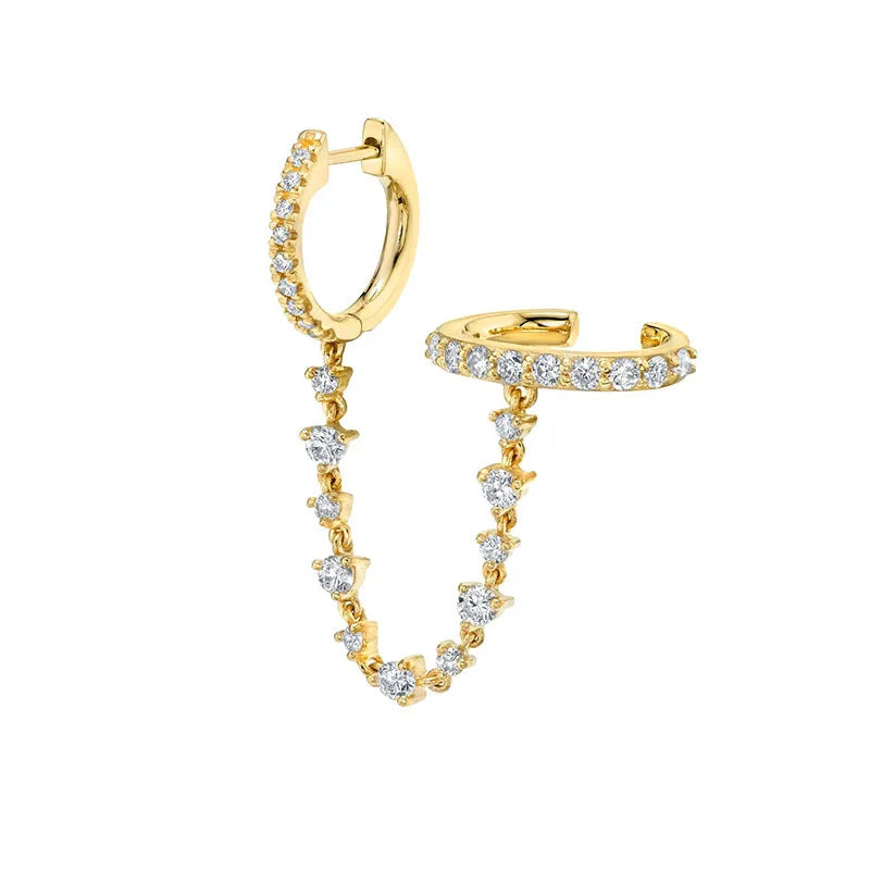 2022 Stainless Steel Zircon Square Chain Hoop Earrings Small Pendant