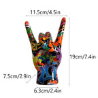 Graffiti Rock On Hand Figurines Rock and Roll Decor Bookshelf Modern Pop Art Gift