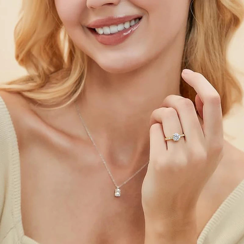 14k Gold Filled 2 Carat 8mm Round Moissanite Solitaire Ring GRA Certified