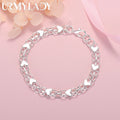 Romantic Heart Bracelet 925 Sterling Silver Women Valentine's Day Gift