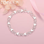 Romantic Heart Bracelet 925 Sterling Silver Women Valentine's Day Gift