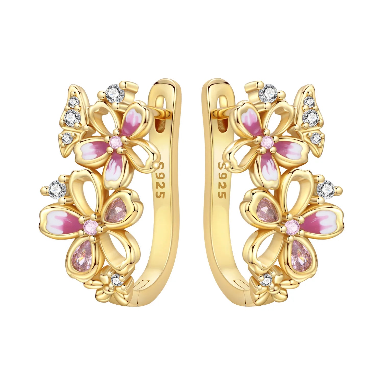 925 Sterling Silver Gold Temperament Versatile Hoop Earrings Birthday Gift