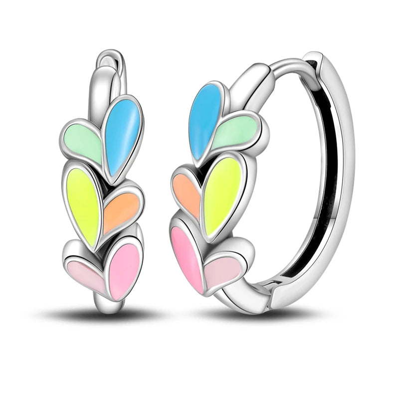 925 Sterling Silver Simple Love Heart Zircon Circle Hoop Earrings Jewellery