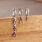 3PCS Exquisite Crystal Zirconia Water Drop Gold Colour Dangle Set