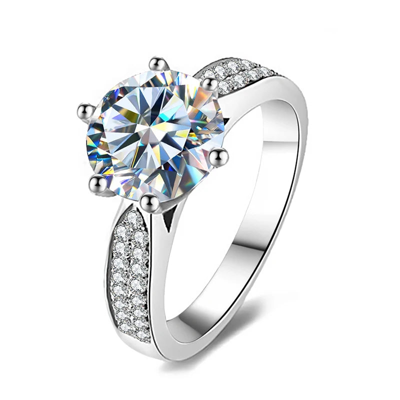 KNB 1CT Certified Moissanite Diamond Gold White Stone Women's Engagement Ring Real 925 Sterling Silver High Quality Fine Jewelry