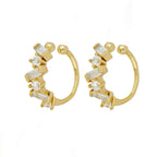 New Stainless Steel Cubic Zirconia Hoop Earrings Small Pendant