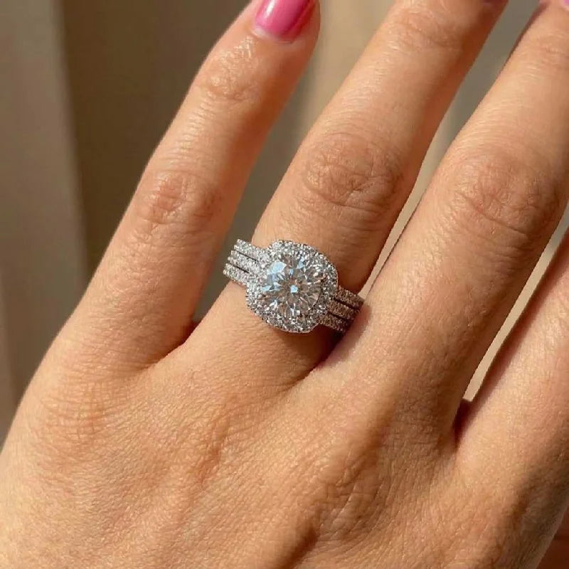 925 Sterling Silver Sparkling Full Zircon Square Geometry Rings for Women Gift Party High Quality stylish Jewelry Hot Sales