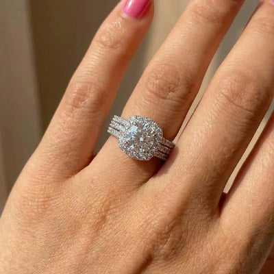 925 Sterling Silver Sparkling Full Zircon Square Geometry Ring Women's Gift Party Stylish Jewellery