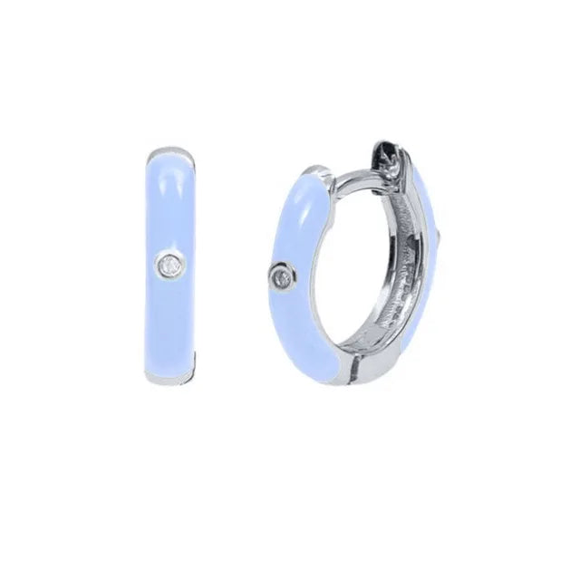 New Stainless Steel Round Hoop Earrings Colourful Crystal Zirconia