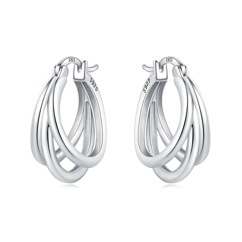 925 Sterling Silver Simple Gold U-shaped Versatile Hoop Earrings Birthday Gift