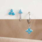 3PCS Fashion Stainless Steel Flower Small Hoop Earrings Set 18K Gold