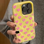 Pink Heart Texture Case for iPhone 17 16 15 14 13 12 11 Pro Max Plus Colour