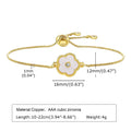 Stainless Steel Leaf Flower Bracelet Adjustable Woman Girl AAA Zirconia Inlay Christmas Gift