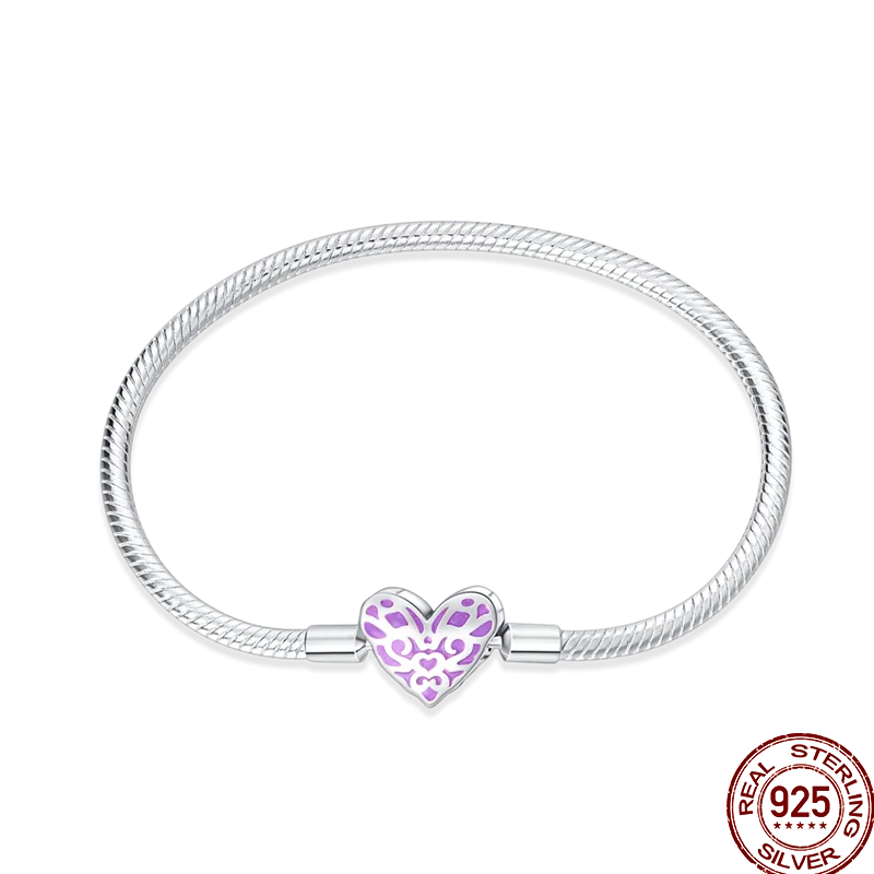 925 Silver 17-20CM Heart Pave Zirconia Original Bracelets Infinity Bracelet Fit DIY Charms Bead Birthday Jewelry Gifts Hot Sale